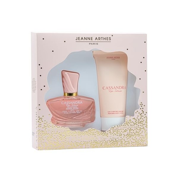 JEANNE ARTHES - Coffret cadeau pour Femme - Cassandra Rose Intense - Eau de Parfum 100 + Lait pour le Corps 150 ml - Parfum R