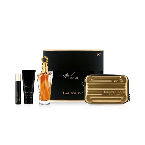 Mauboussin - Coffret Prestige 2024 Elixir Pour Elle : Eau de Parfum 100ml, Lait Corps 75ml, Travel Spray 20ml & Sac Bandouliè