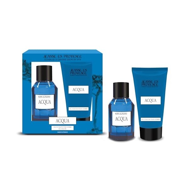 JEANNE EN PROVENCE - Coffret Cadeau pour Homme - Acqua - Eau de toilette 100 ml + Gel douche intégral 150 ml - Parfum Musc Sa