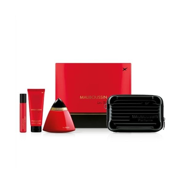 Mauboussin - Coffret Prestige 2024 In Red : Eau de Parfum 100ml, Lait Corps 75ml, Travel Spray 20ml & Sac Bandoulière