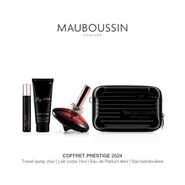 Mauboussin - Coffret Prestige 2024 My Twist : Eau de Parfum 90ml, Lait Corps 75ml, Travel Spray 20ml & Sac Bandoulière