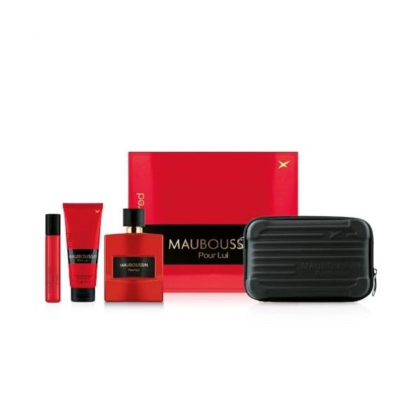 Mauboussin - Coffret Prestige 2024 Pour Lui In Red : Eau de Parfum 100ml, Gel Douche 75ml, Travel Spray 20ml & Sac Bandoulièr