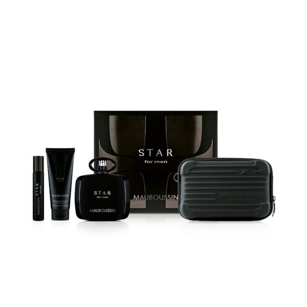 Mauboussin - Coffret Prestige 2024 Star For Men : Eau de Parfum 90ml, Gel Douche 75ml, Travel Spray 20ml & Sac Bandoulière