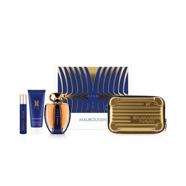 Mauboussin - Coffret Prestige 2024 Star : Eau de Parfum 90ml, Lait Corps 75ml, Travel Spray 20ml & Sac Bandoulière