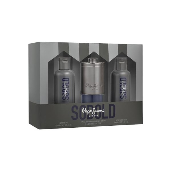 Pepe Jeans SoBold For Him Coffret Cadeau Homme Pack 3 Pièces Eau de Parfum 30ml, After Shave 60ml et Gel Douche 60ml Set Frag