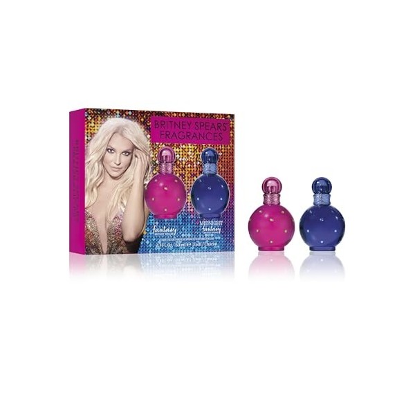 Britney Spears Fantasy, Coffret Eau de Parfum Fantasy & Midnight Fantasy, Senteur Fruitée et Gourmande, Cadeau pour Femme