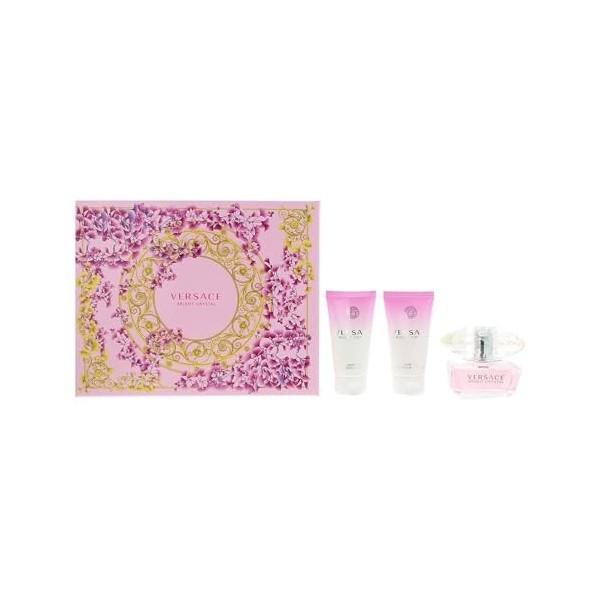 Versace Bright Crystal Coffret cadeau 3 pièces Eau de toilette 50 ml Gel douche 50 ml Lotion pour le corps 50 ml