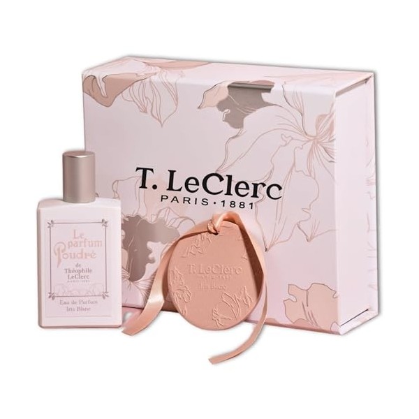 T. LeClerc - Coffret Cadeau pour Elle - Le Parfum Poudré 50ml et la Céramique Parfumée : IRIS BLANC dans un joli boitier à co