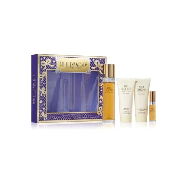 Elizabeth Taylor, Coffret White Diamonds, Eau de toilette pour Femme, Senteur Florale, Spray Vaporisateur, Parfum Riche et Lu