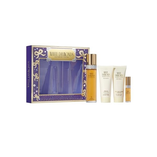 Elizabeth Taylor, Coffret White Diamonds, Eau de toilette pour Femme, Senteur Florale, Spray Vaporisateur, Parfum Riche et Lu