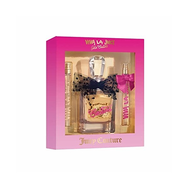 Juicy Couture Gold Couture, Coffret Trio Eau de Parfum Spray Vaporisateur pour Femme, Vaporisateur de Sac, Parfum Sensuel, Fl