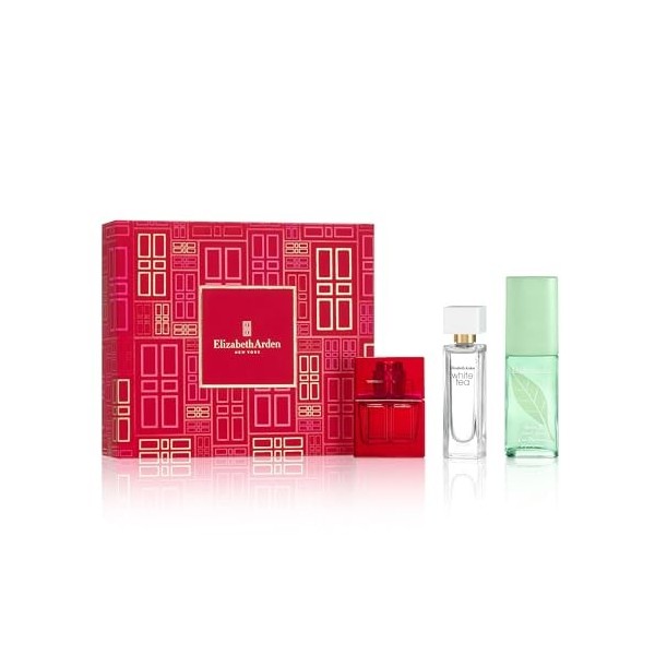 Elizabeth Arden Coffret Trio Prestige, Parfum pour Femme, Red Door, Green Tea et White Tea, Parfums Miniatures, Cadeau pour F