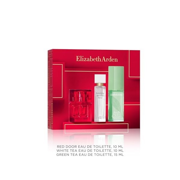 Elizabeth Arden Coffret Trio Prestige, Parfum pour Femme, Red Door, Green Tea et White Tea, Parfums Miniatures, Cadeau pour F