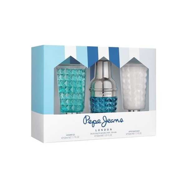 Pepe Jeans Life Is Now For Him Coffret Cadeau Homme Pack 3 Pièces Eau de Toilette Homme 30ml After Shave 50ml et Gel Douche 5