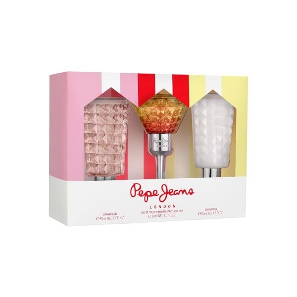 Pepe Jeans Cocktail Edition For Her Coffret Cadeau Femme Pack 3 Pièces Eau de Toilette Homme 30ml, Body Lotion 50ml et Gel Do