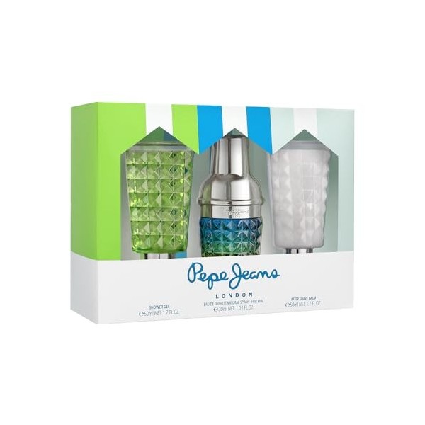 Pepe Jeans Cocktail Edition For Him Coffret Cadeau Homme Pack 3 Pièces Eau de Toilette Homme 30ml After Shave 50ml et Gel Dou