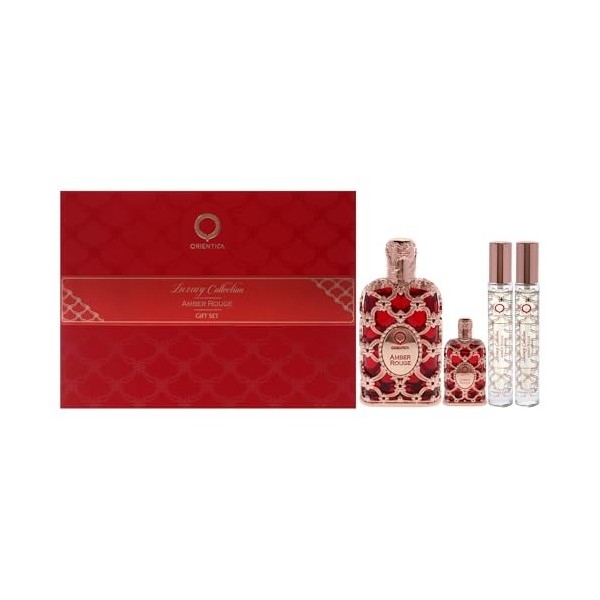 Amber Rouge by Orientica for Women - 4 Pc Gift Set 2.7oz EDP Spray, 7.5ml EDP Spray, 2 X 10ml EDP Spray