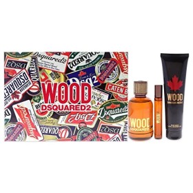 Dsquared2 Wood For Men 3 Pc Gift Set 3.4oz EDT Spray, 0.3oz EDT Spray, 5.0oz Bath and Shower Gel