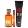 Dsquared2 Wood For Men 3 Pc Gift Set 3.4oz EDT Spray, 0.3oz EDT Spray, 5.0oz Bath and Shower Gel