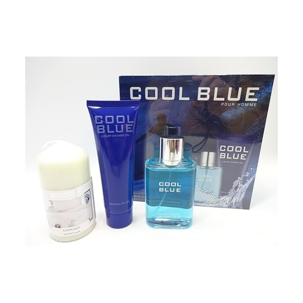 Coffret cadeau 2 pièces Cool Blue pour homme Eau de toilette 100 ml et gel douche 130 ml