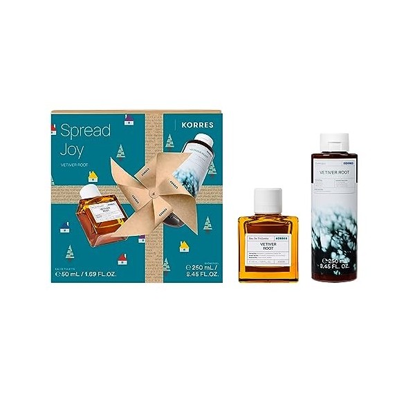 KORRES VETIVER ROOT Coffret cadeau pour homme avec eau de toilette 50 ml et gel douche 250 ml, végétalien