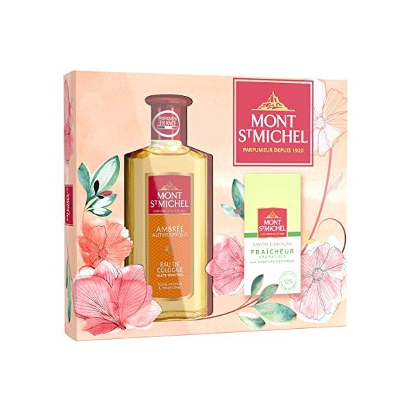 Mont Saint Michel - Coffret 2 Produits - Coffret Cadeau - Eau de Cologne Ambrée Authentique - 250 ml - Savon Cologne Fraîcheu