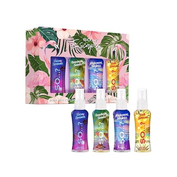 So…? Summer Escapes Coffret Cadeau Brume Corporelle Parfumée Pour Femme 4x50ml 