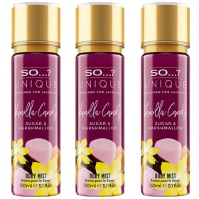 So…? Unique Vanilla Candy Brume Corporelle Parfumée Pour Femme 150ml Lot de 3 