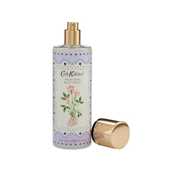 Cath Kidston Roots & Raindrops | Spray corporel parfumé Musc Rain 250 ml | Format voyage et végétalien | Cadeau beauté pour e