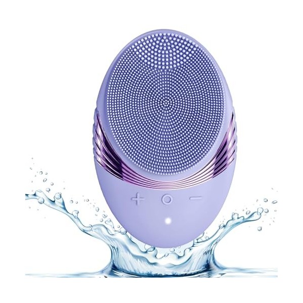 Brosse nettoyante pour le visage : IPX7 étanche rechargeable pour le visage, 5 modes de nettoyage, violet