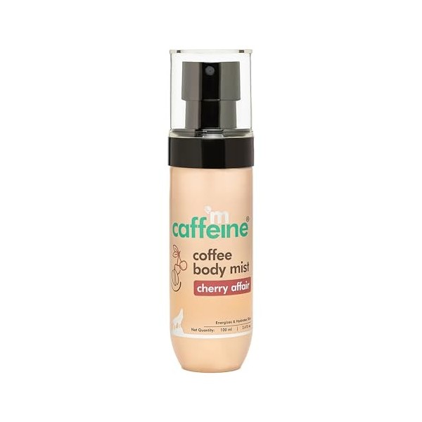 mCaffeine Coffee Body Mist - Aloe Vera Soothes and Nourishes Skin - Hyaluronic Acid Moisturizer - Water Based - Cherry Affair