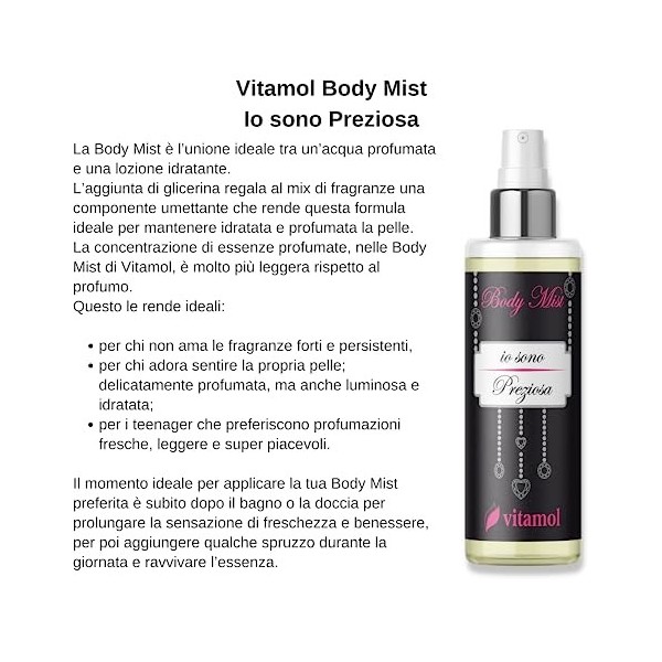 Vitamol Body Mist I am Precious Eau parfumée Lotion hydratante Parfum corporel 200 ml.