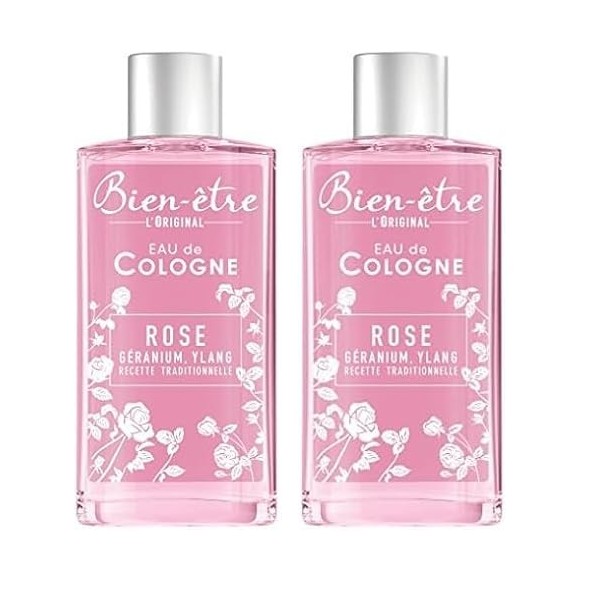 BIEN ETRE Bien-être - Eau de Cologn Rose au Parfum de Géranium/Ylang - 250 ml Lot de 2 