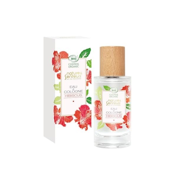 NATURE & SENTEURS - Eau de Cologne Bio 50ml - Parfum Hibiscus - Made in France - 99,9% dorigine naturelle - Idée Cadeau