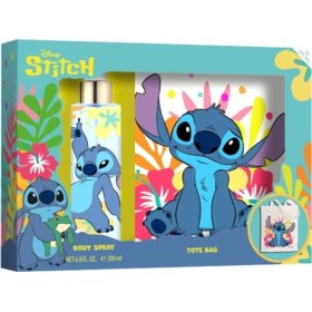 Stitch Coffret cadeau - Spray corporel 200 ml avec parfum tropical et sac, parfum pour enfant et sac - Unisexe