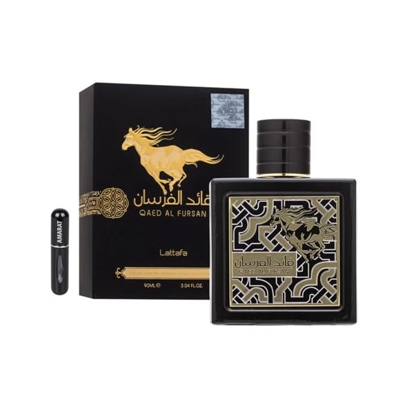 Qaed Al Fursan Original Parfum arabe longue durée importé de Dubaï avec atomiseur rechargeable 5 ml, parfum boisé et sophisti