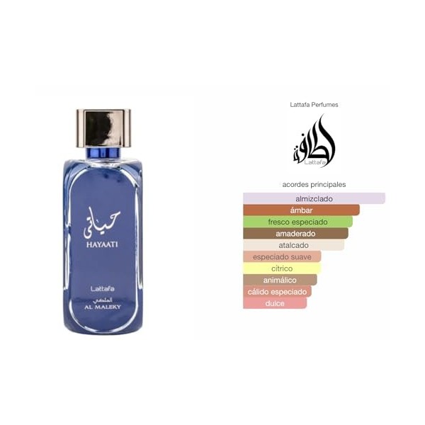 Hayaati Al Maleky Parfum arabe longue durée 100 ml Eau de parfum importé de Dubaï avec atomiseur rechargeable 5 ml, parfum de