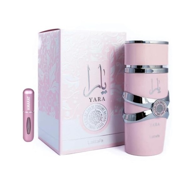 Yara Parfum original 100 ml, parfum arabe longue durée pour femme, importé de Dubaï, avec atomiseur rechargeable 5 ml, parfum