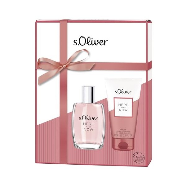 s.Oliver® Here and now Woman Set duo radieux fruité féminin avec eau de toilette 30 ml et gel douche 75 ml