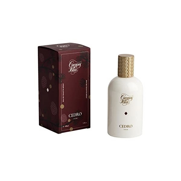 Eau de Toilette mixte CAMPOS DE IBIZA, parfum de Cèdre avec essence de Bois de Cèdre, Santal, Gingembre, et Cannelle. Un clas