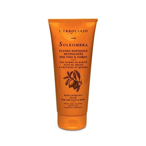 LErbolario, Soleombra Crème Fluide Après-Soleil Avec Beurre De Karité, Huile DArgan Et Protéines De Quinoa, Format : 300 Ml