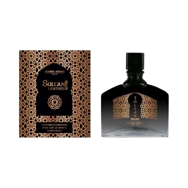 JEANNE ARTHES - Parfum Homme Sultan Men Leather - Eau de toilette - Flacon Vaporisateur 100 ml - Fabriqué en France à Grasse