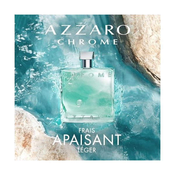 Azzaro Chrome Azure Eau de Toilette, Parfum Pour Homme, Fougère Boisé et Aquatique, Frais et Estival, Idée Cadeau Pour Lui, 1