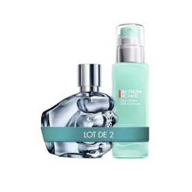 Lot de Diesel Only The Brave, Eau de Toilette pour Homme en Spray Vaporisateur, Parfum Frais, 35 ml + Biotherm Homme, Aquapow