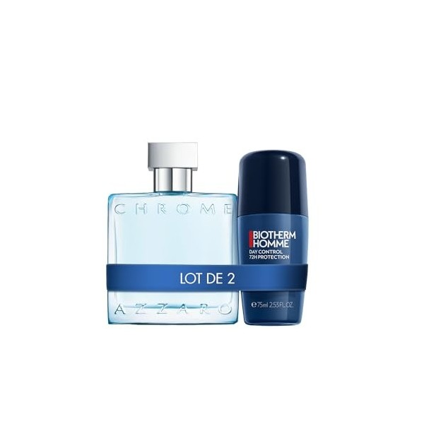 Lot de Azzaro Chrome, Eau de Toilette en Spray Vaporisateur pour Homme, 50 ml + Biotherm Homme, Day Control Déodorant Homme A