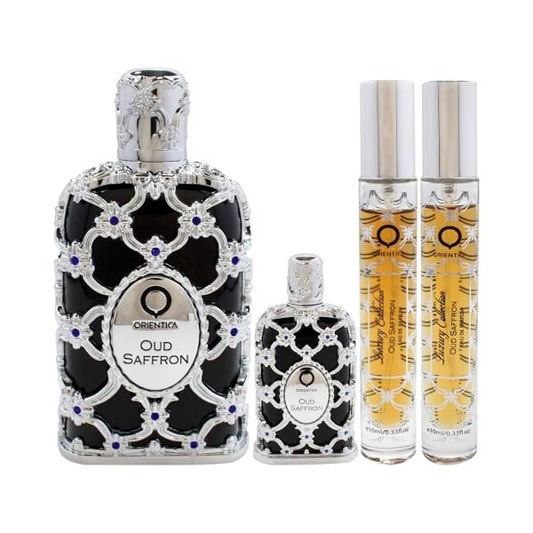 Oud Saffron by Orientica for Men - 4 Pc Gift Set 2.7oz EDP Spray, 7.5ml EDP Spray, 2 X 10ml EDP Spray