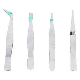 Pincettes à Pointe, Ensemble de Pincettes de Sélection de Pièces, Pincettes Coudées Portables pour le Travail en Laboratoire 