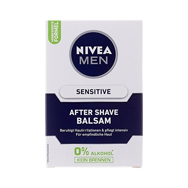 NIVEA Men, Lot de 6 baumes après-rasage pour homme, 6 flacons de 100 ml, Sensitive, 0% dalcool