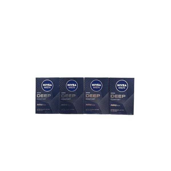 Nivea Hommes Profond Confort, Lotion après Rasage, Antibactérien, 4 Pcs Paquet, 4 X 100 Ml 