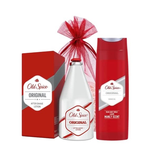 Deluxio Gifts Lotion après-rasage originale pour homme 150 ml et gel douche original 400 ml XL Old Spice dans un sac cadeau